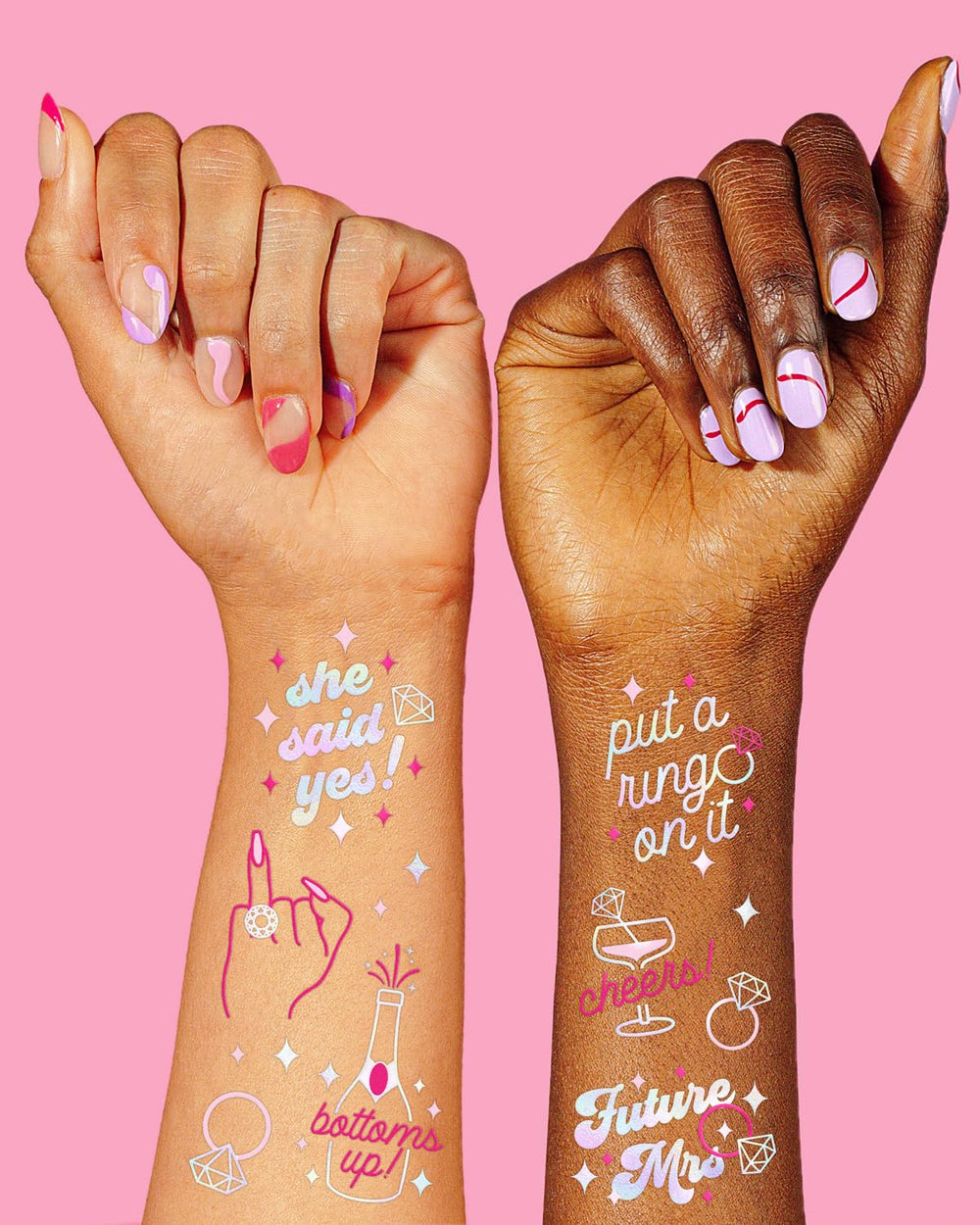 xo Fetti diamond ring foil tattoo adds chic sparkle to celebrations.