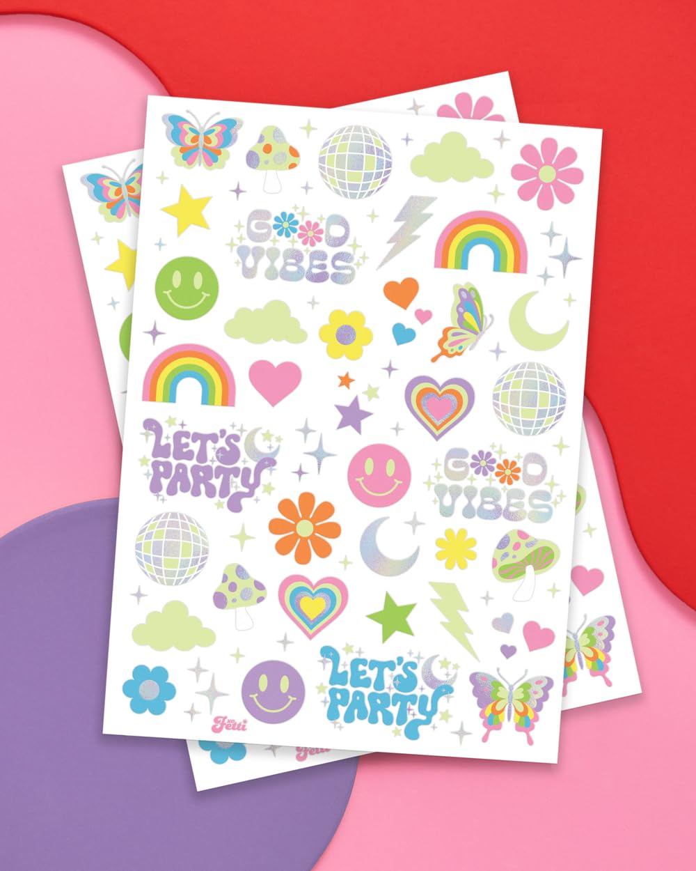 xo, Fetti disco ball foil designs glow in the dark for standout party accents.