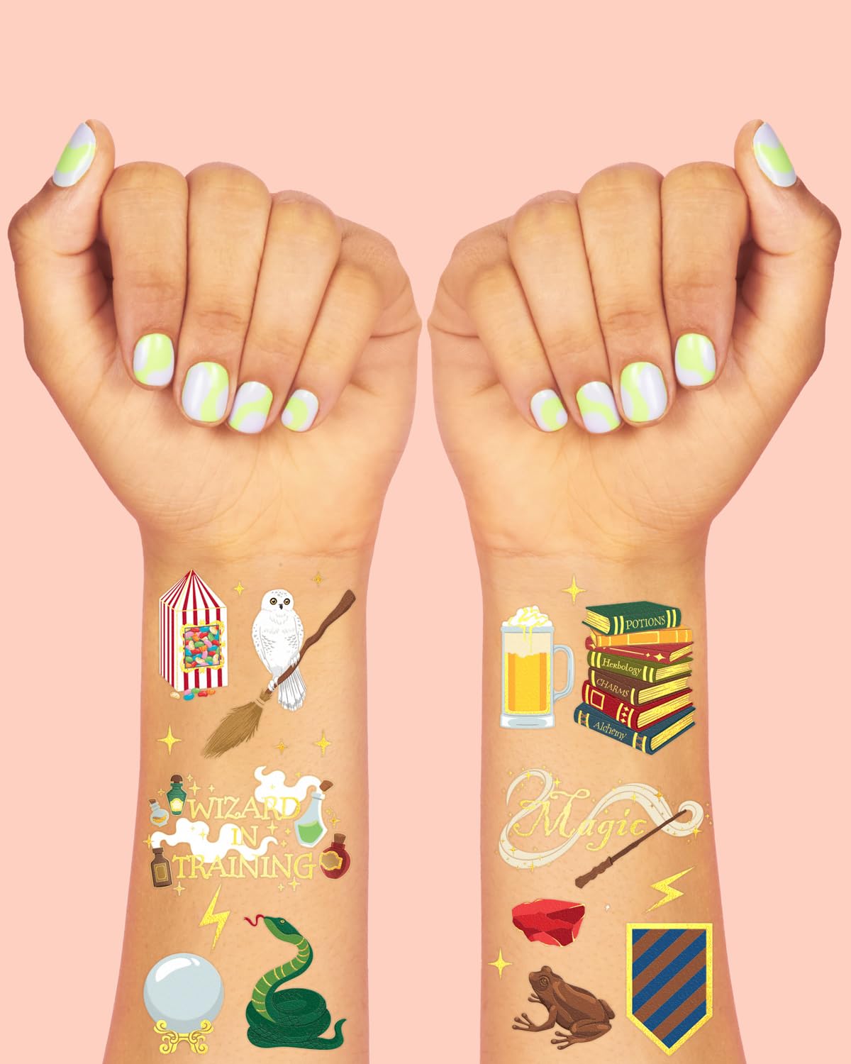 Tatuajes xo-fetti resistentes al agua para fiestas prolongadas.