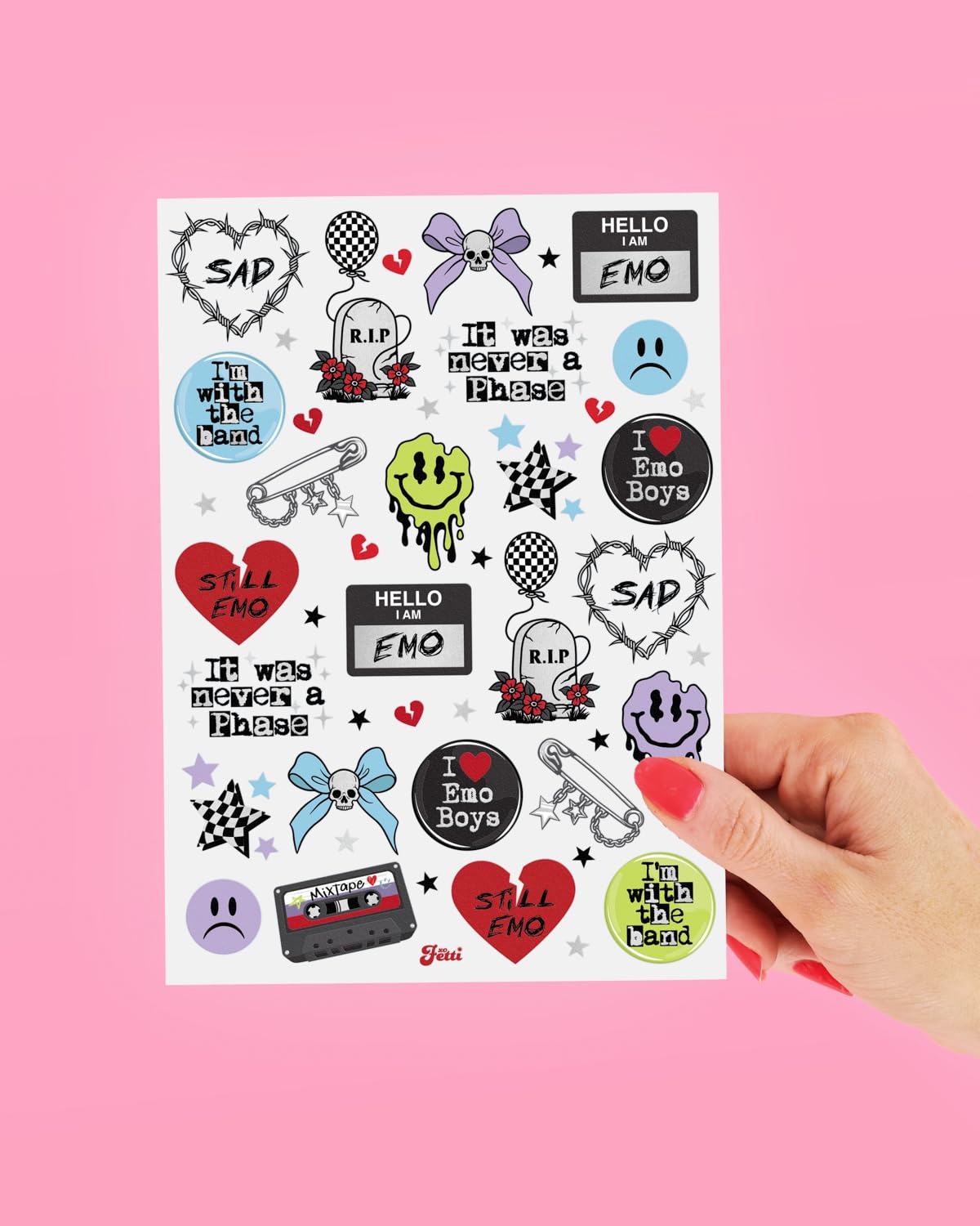 xo Fetti emo tattoos featuring doodle fonts for fun party accents and fast prep.
