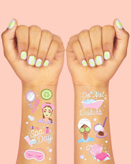 xo Fetti cucumber design foil tattoo close-up for refreshing vibe
