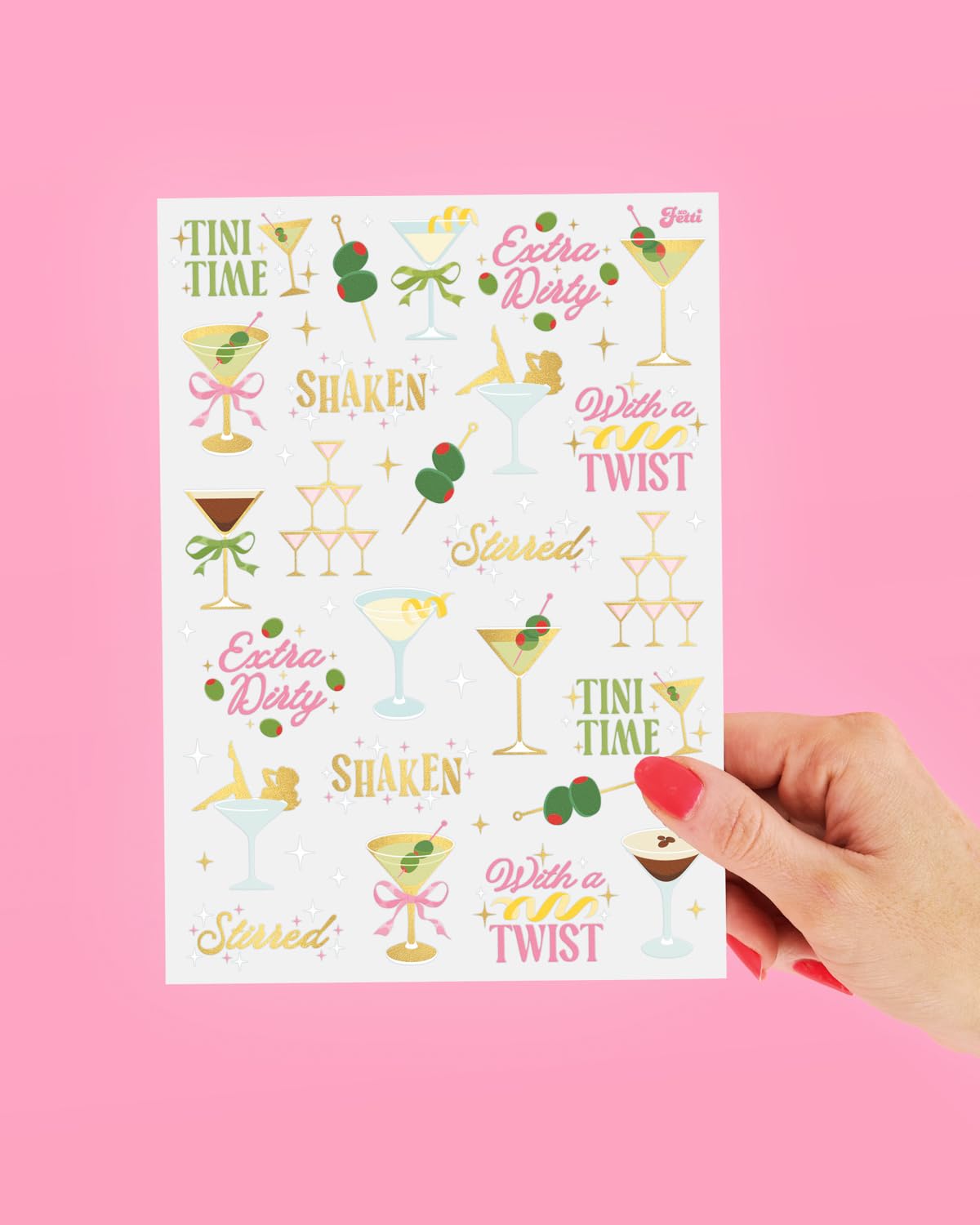 xo Fetti Extra Dirty Martini color sheets make party decor pop