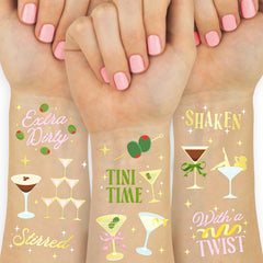 xo Fetti Extra Dirty Martini olive tattoo on skin for playful party flair