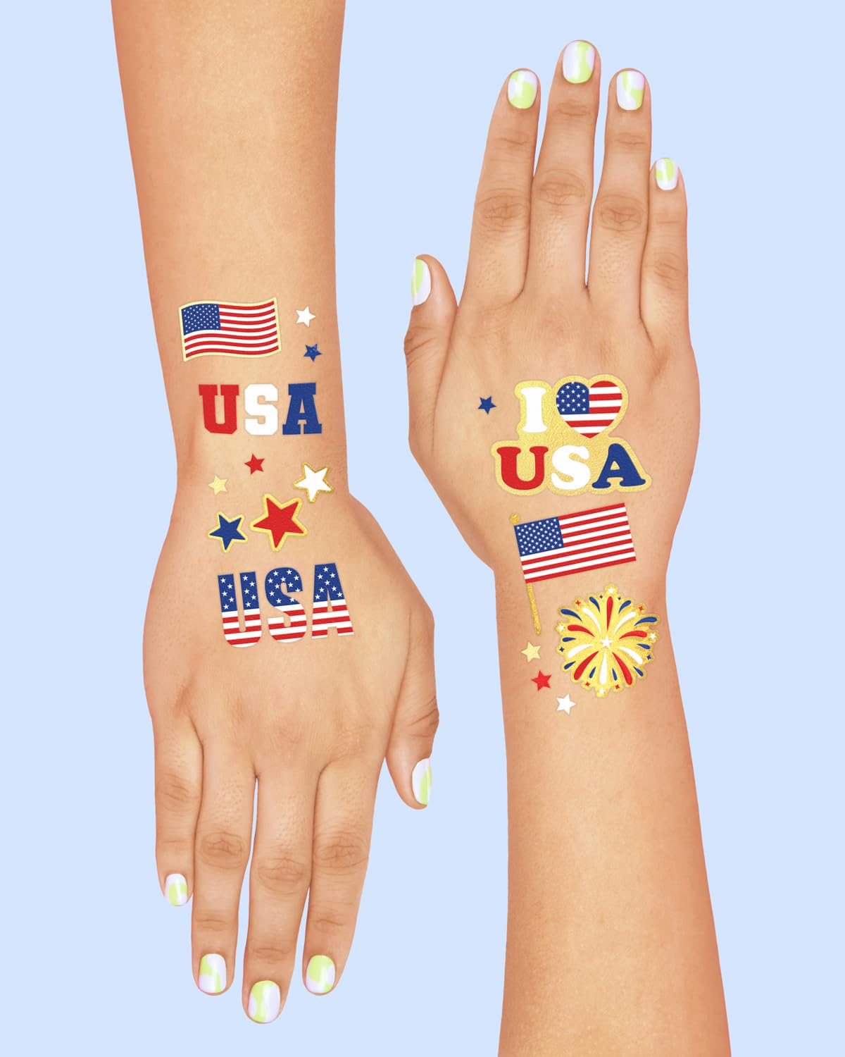 xo, Fetti Fourth of July tattoo with American emblem for kids or guests