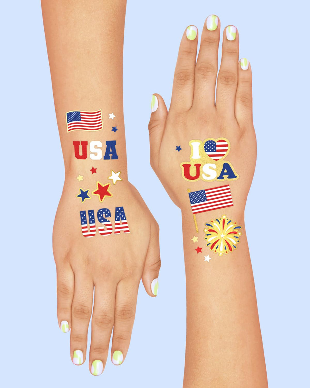 xo, Fetti Fourth of July tattoo with American emblem for kids or guests