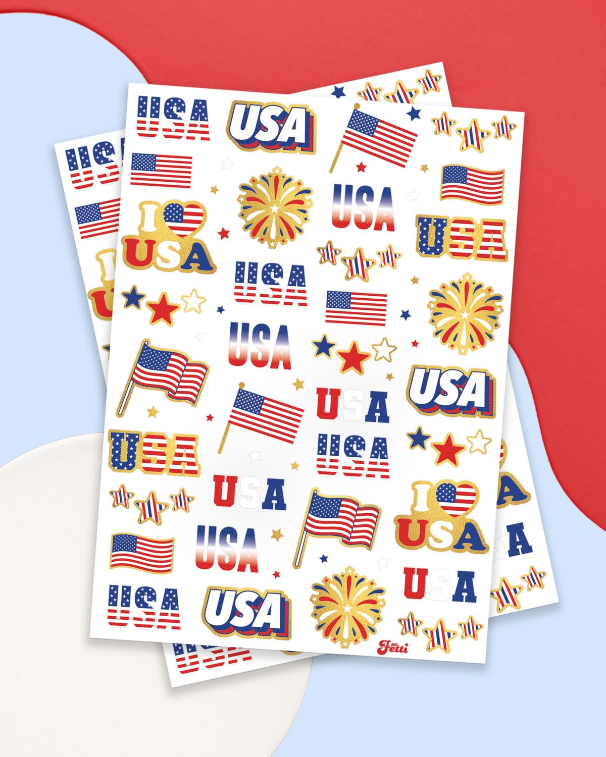 xo, Fetti Fourth of July tattoo with stars and stripes for cohesive party theme