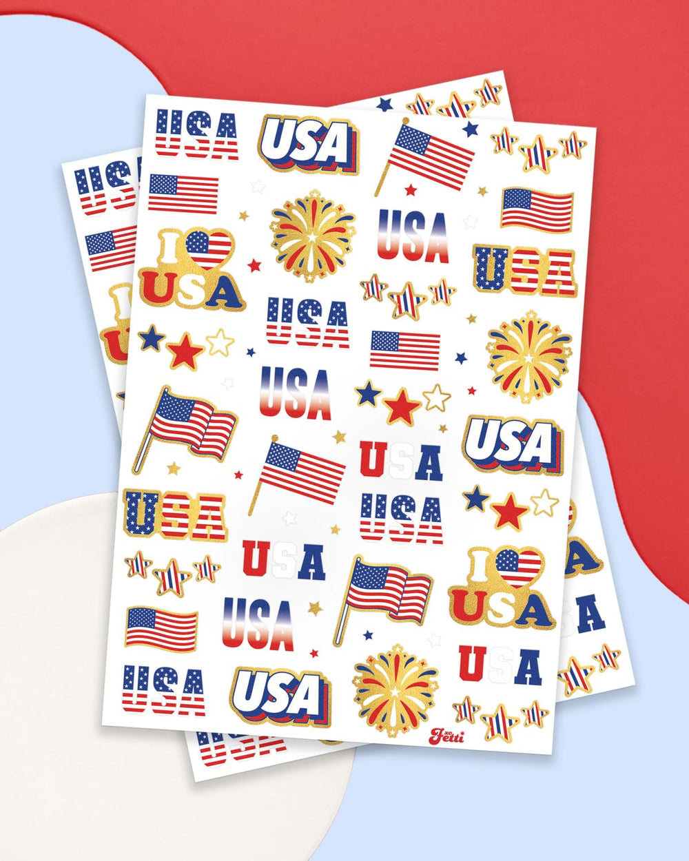xo, Fetti Fourth of July tattoo with stars and stripes for cohesive party theme