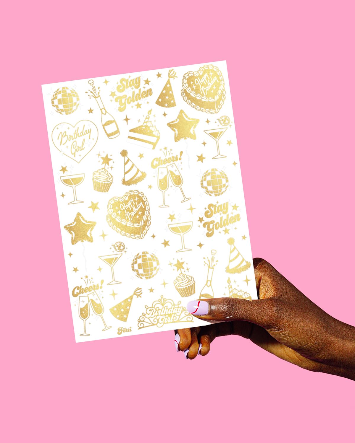 xo Fetti Golden Birthday confetti design tattoo for celebratory shine.