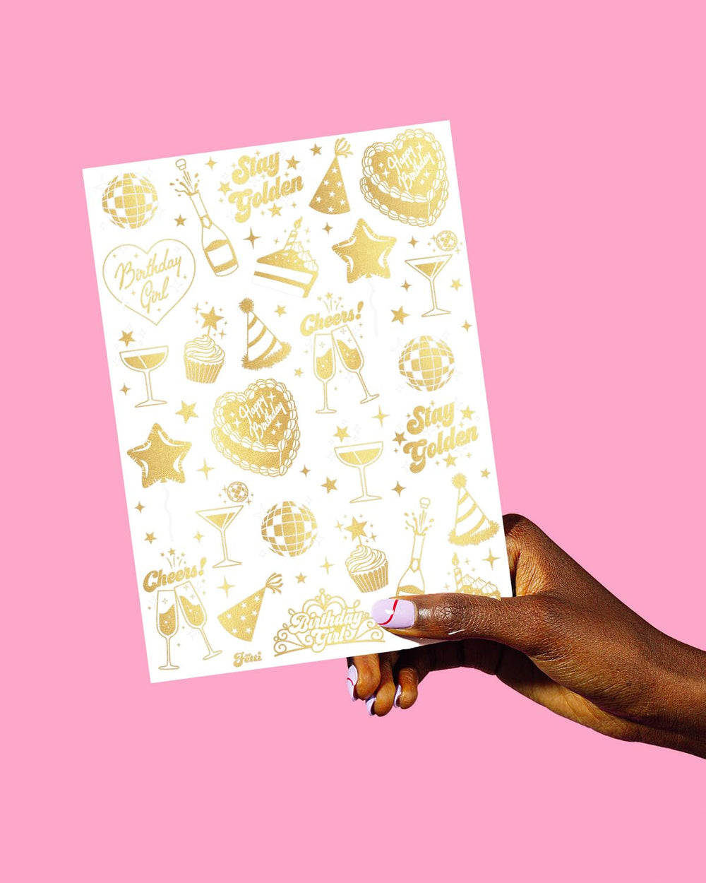 xo Fetti Golden Birthday confetti design tattoo for celebratory shine.