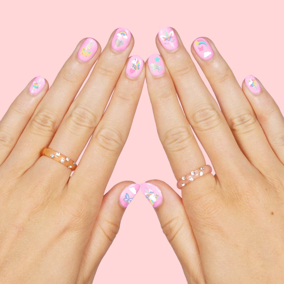 xo Fetti Kids rainbow nail stickers create cheerful, colorful manis