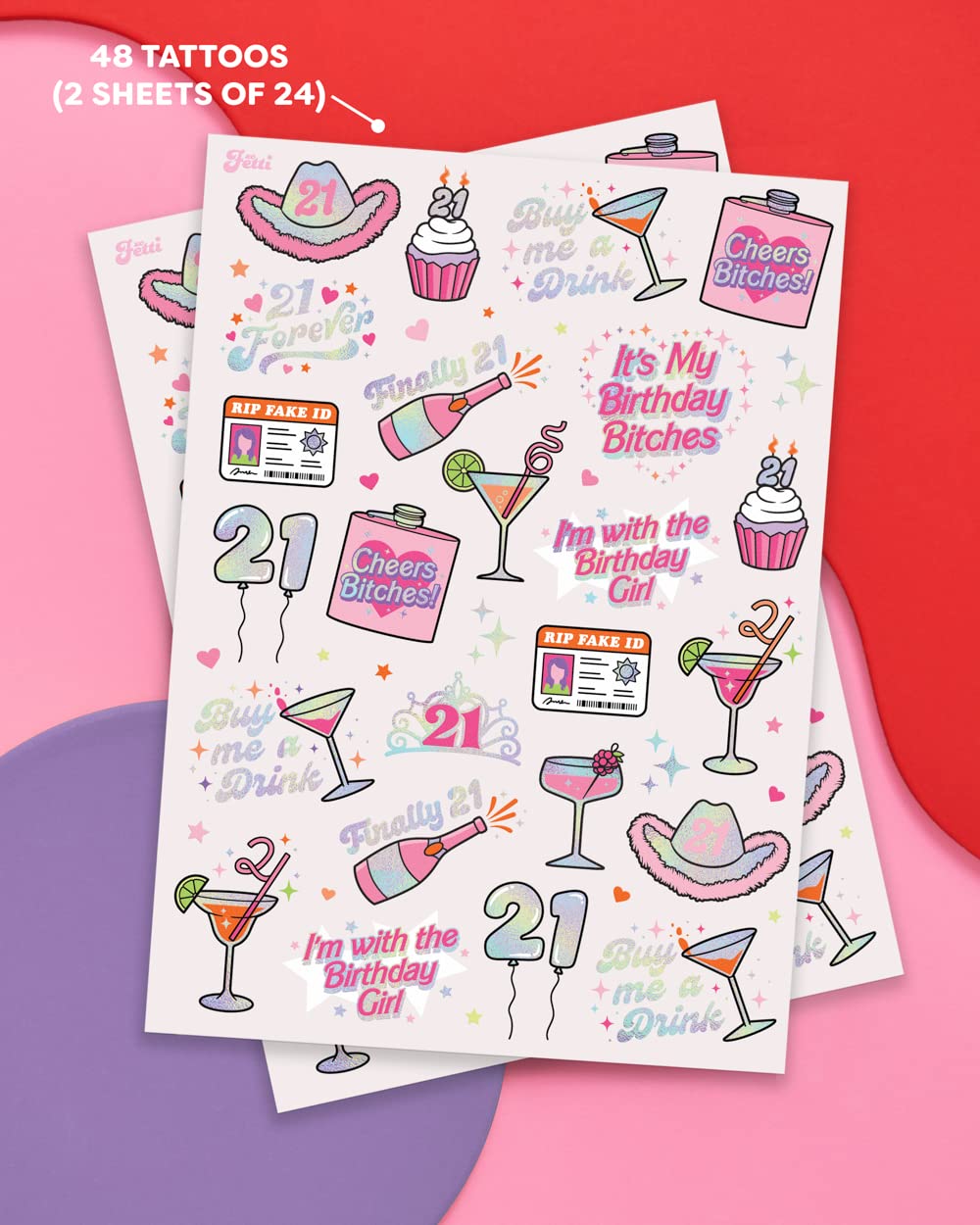 xo Fetti metallic tattoos foil sheets for party decoration