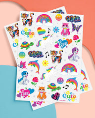 xo Fetti neon rainbow butterflies and flowers tattoos for colorful kids decor