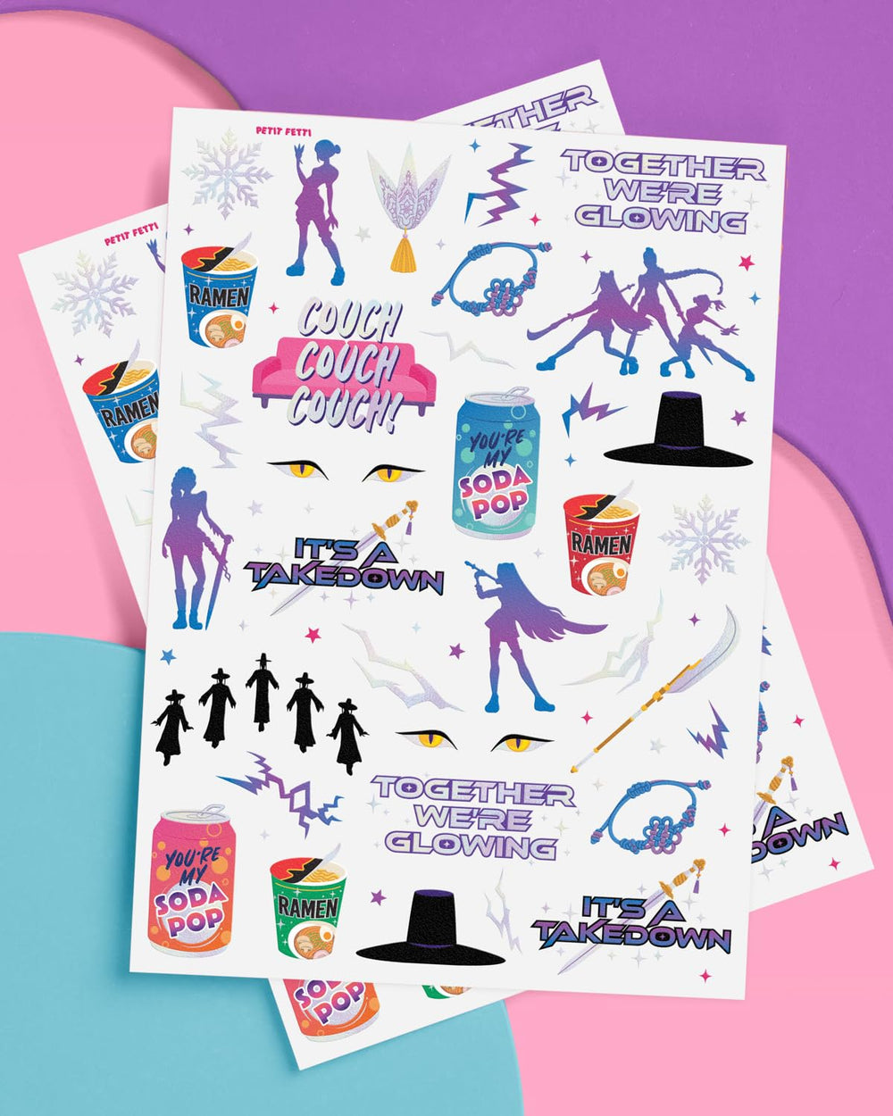 xo Fetti Pop Star Tattoos purple glow designs catch light at celebrations
