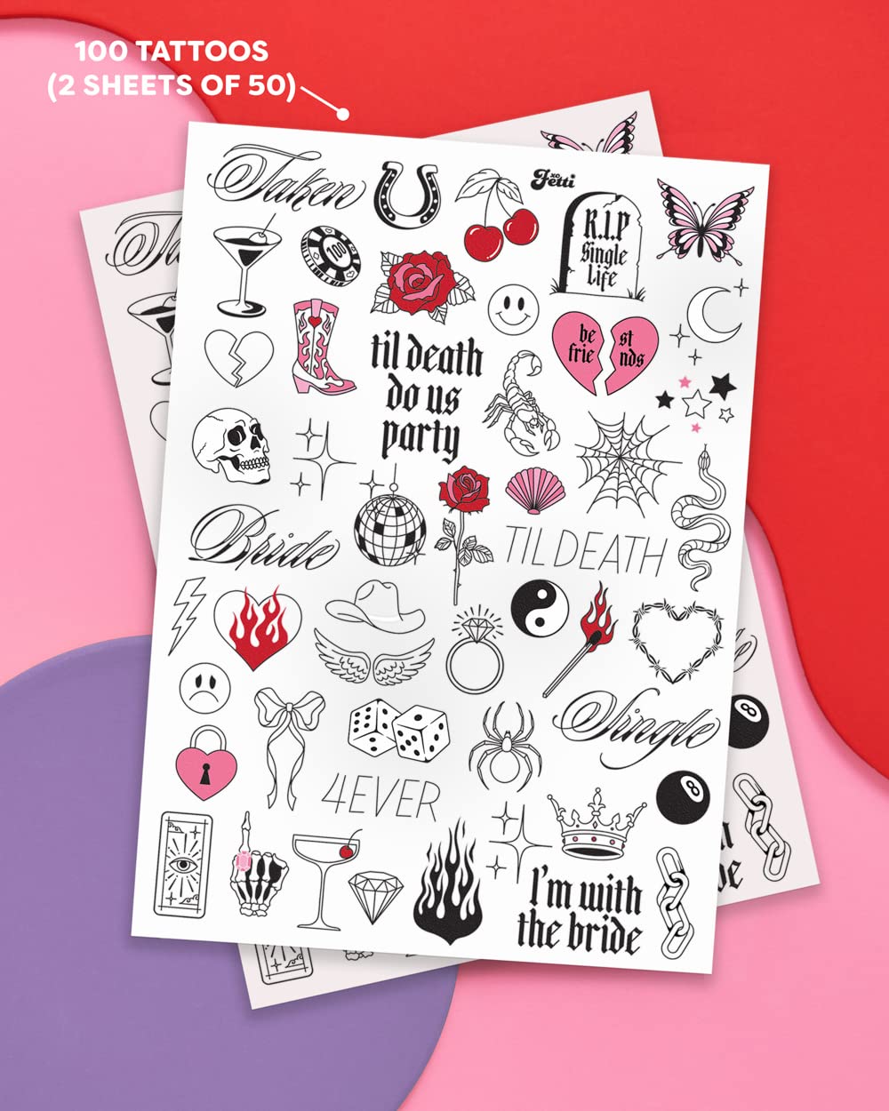 xo Fetti realistic bachelorette tattoos disco design for dance-floor sparkle