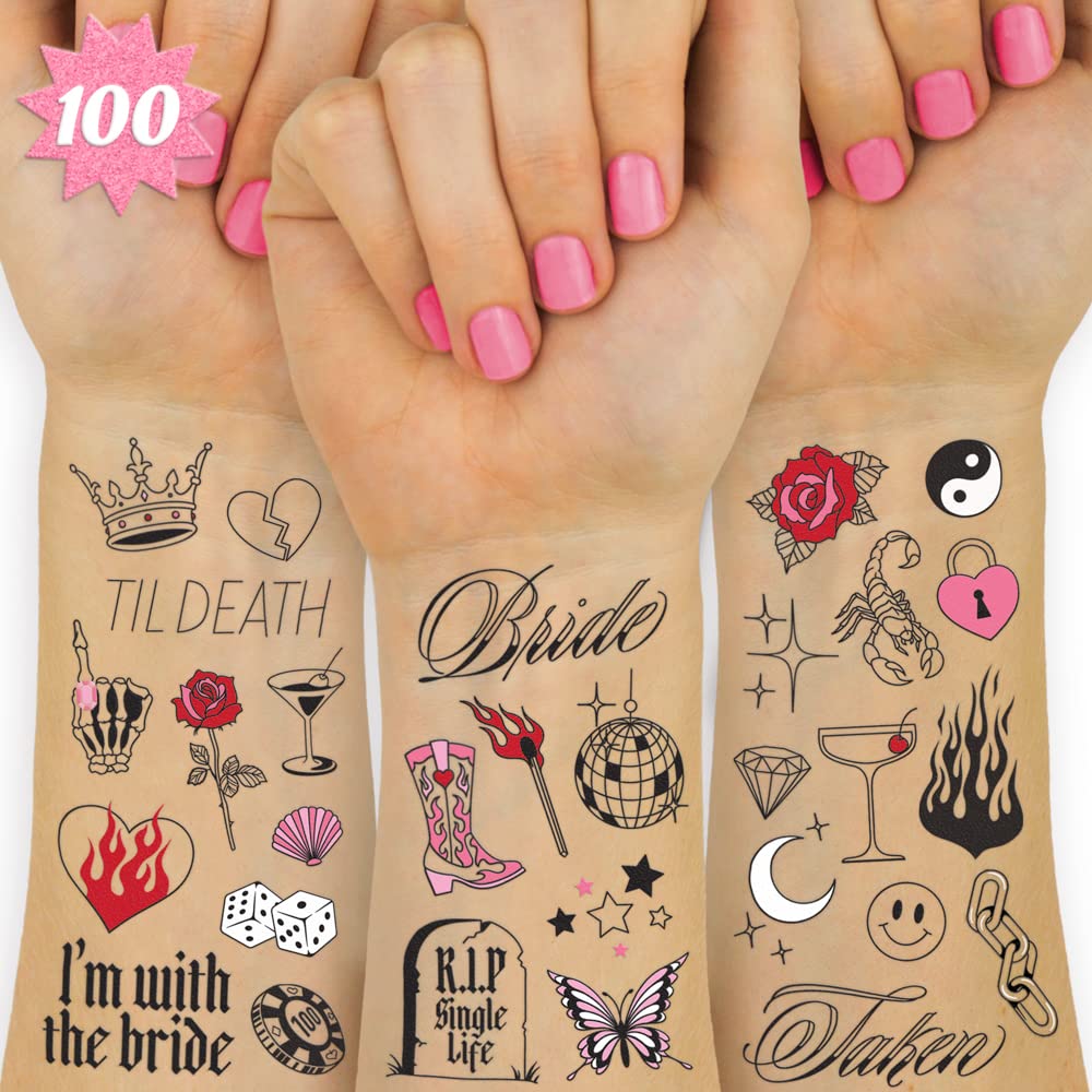 xo Fetti realistic bachelorette tattoos flame design for bold party looks