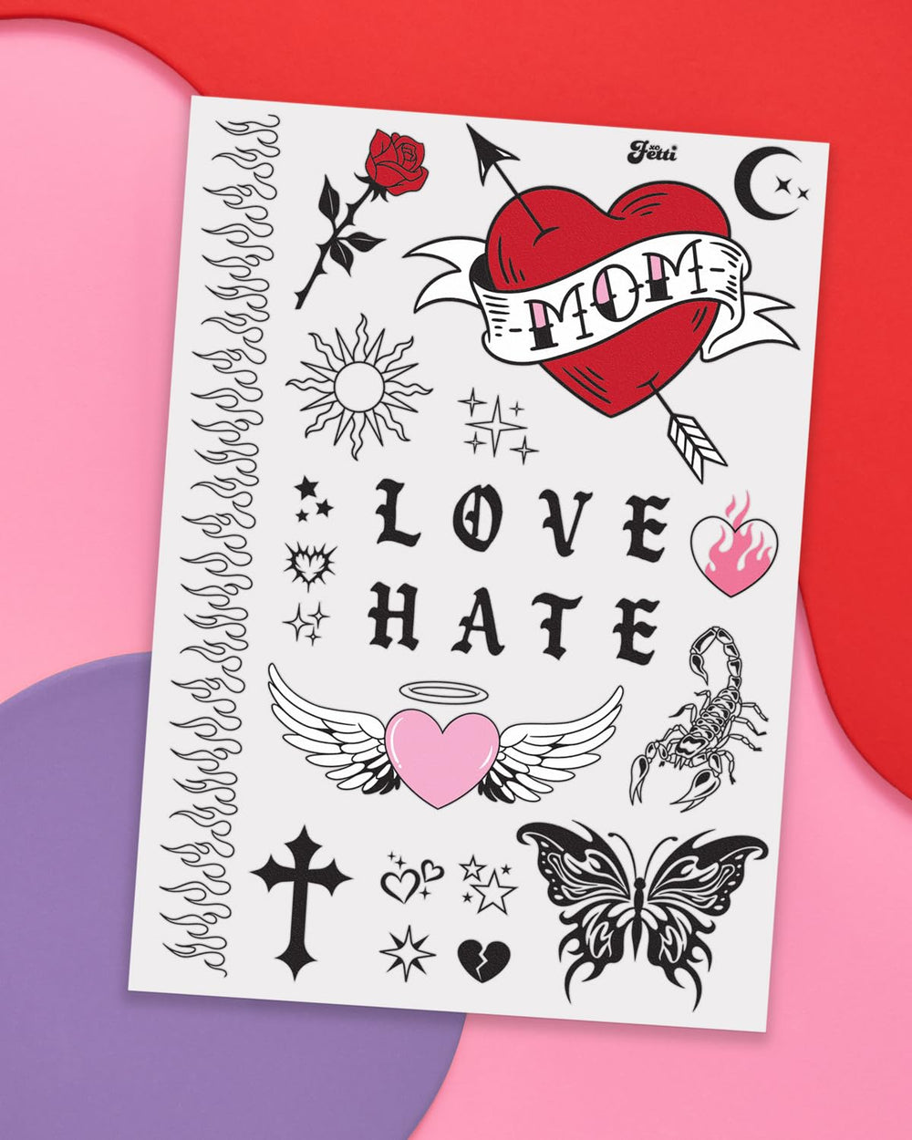 xo Fetti back tattoos design for dramatic costume looks and party décor