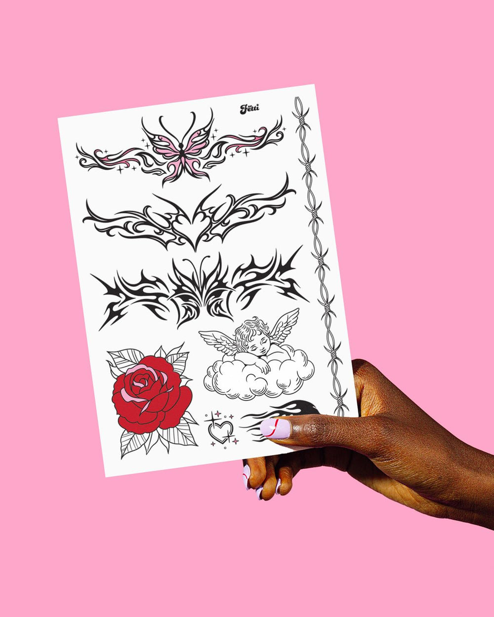 xo Fetti cherubs tattoo design for playful bridesmaid gifts