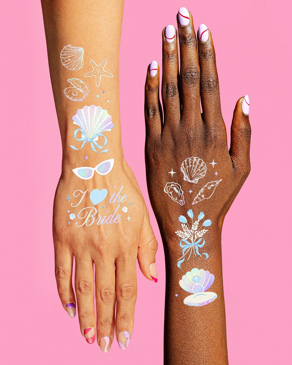 xo, Fetti iridescent foil catches light for selfies.