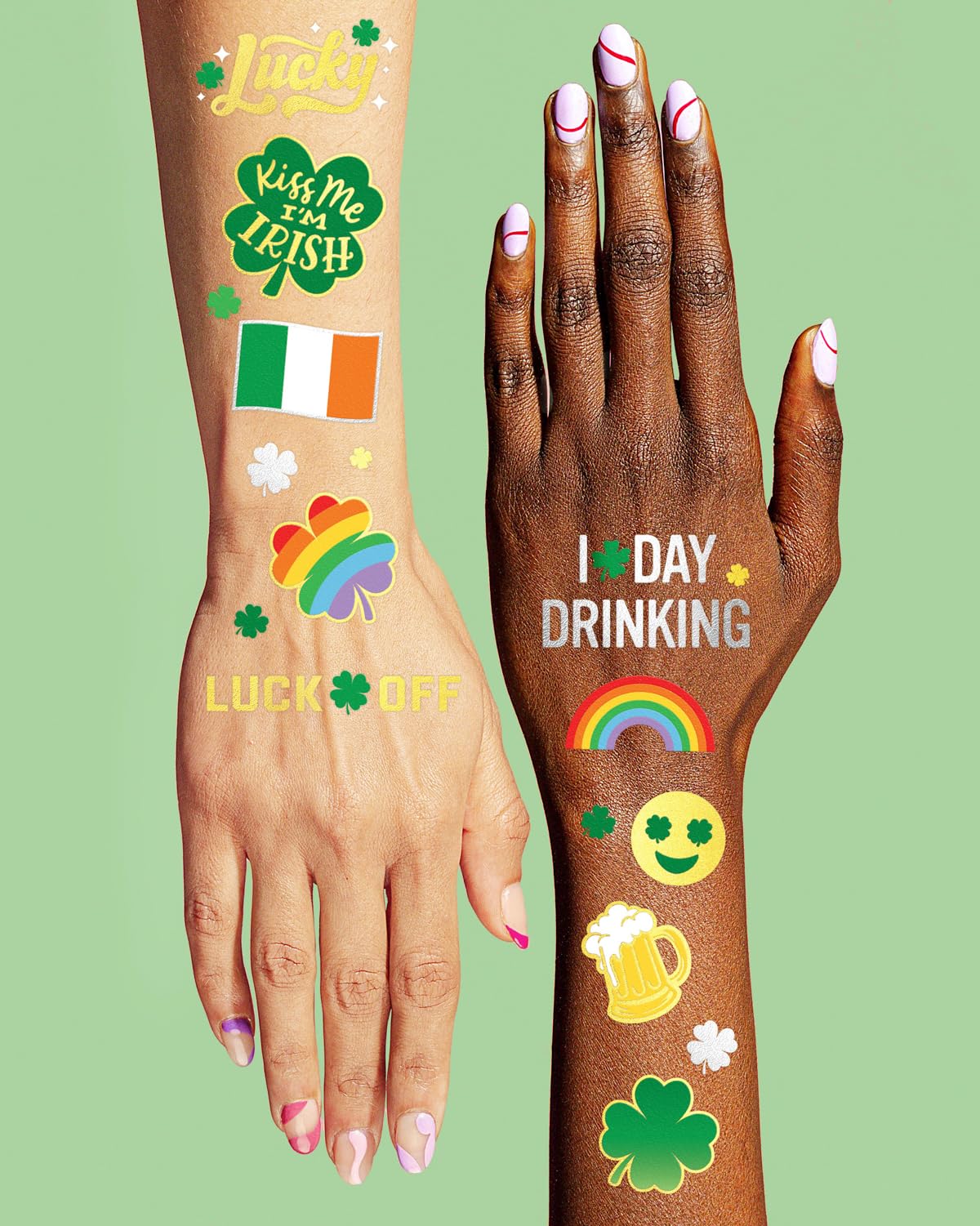 xo Fetti St Patrick's Day tattoo beer mugs and shamrocks for fun