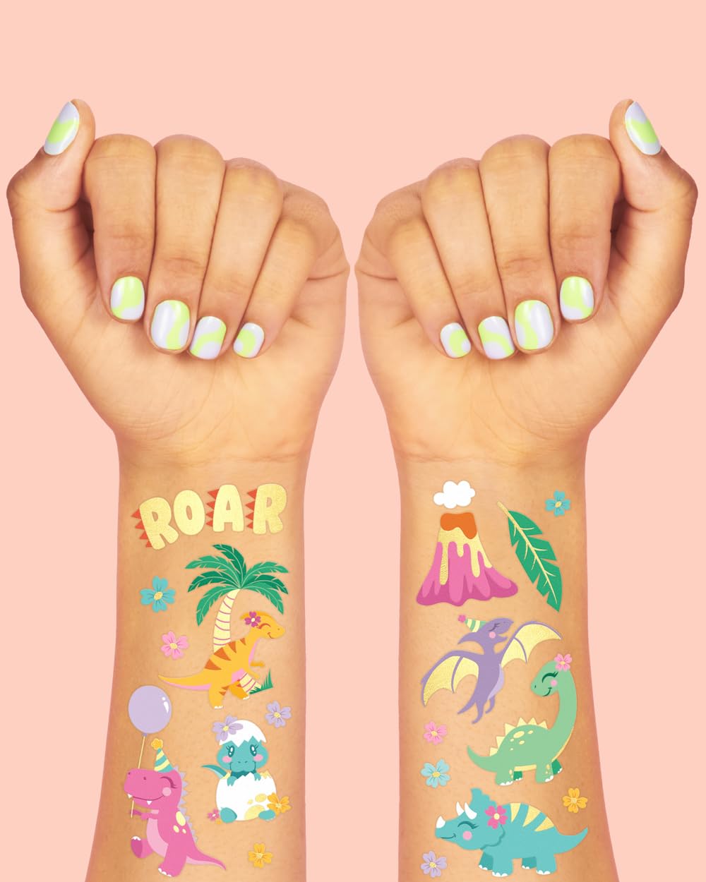 Tatuajes xo Fetti de dinosaurios-pterosaurio para actividades creativas.