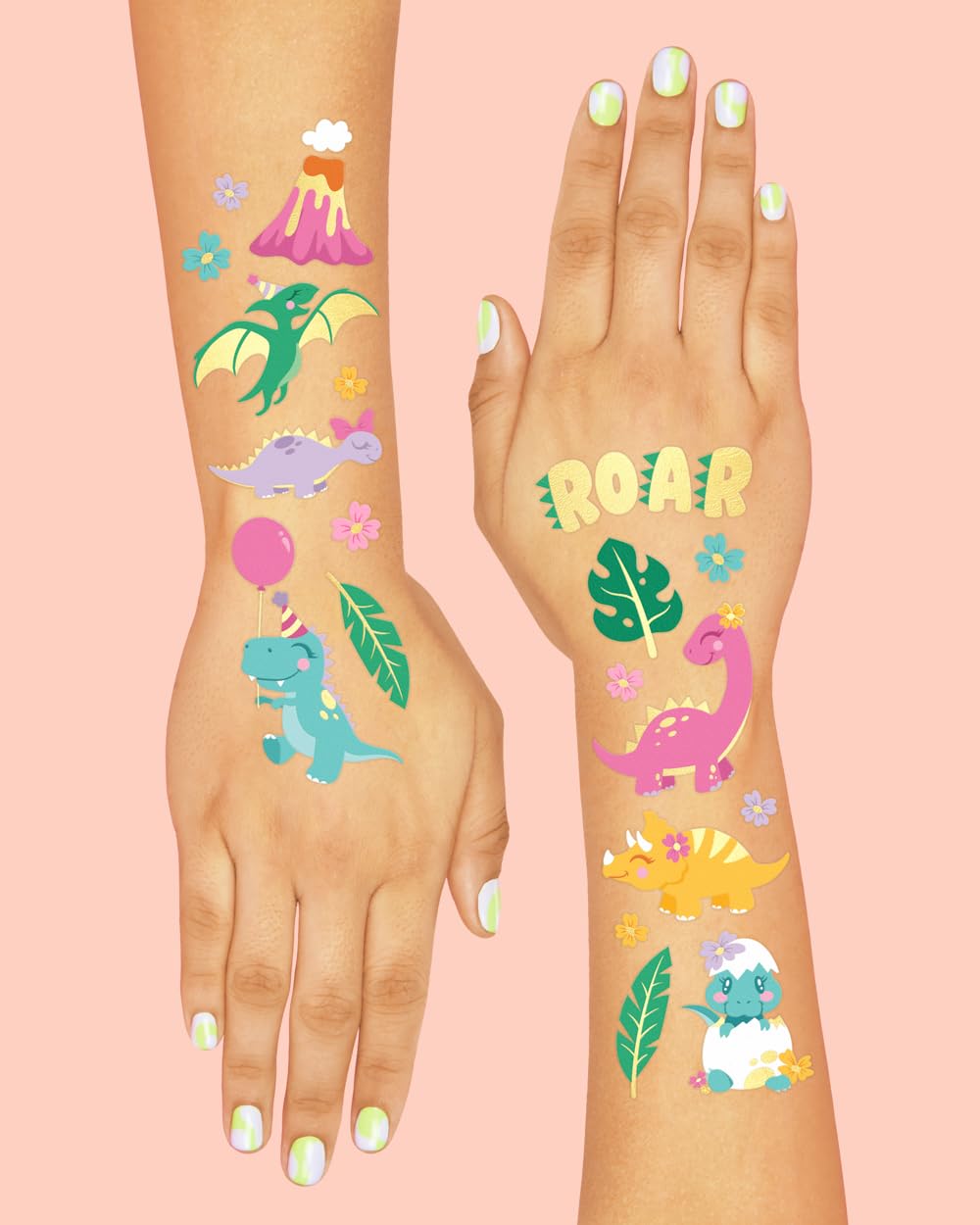 Tatuajes xo Fetti de dinosaurios-triceratops para recuerdos de fiesta.