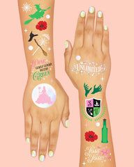 Tatuaje diseño bruja encanto con foil, perfecto para manualidades