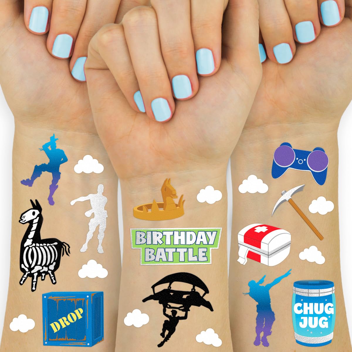 Tatuajes xo fetti con emociones de jugador para fiestas divertidas