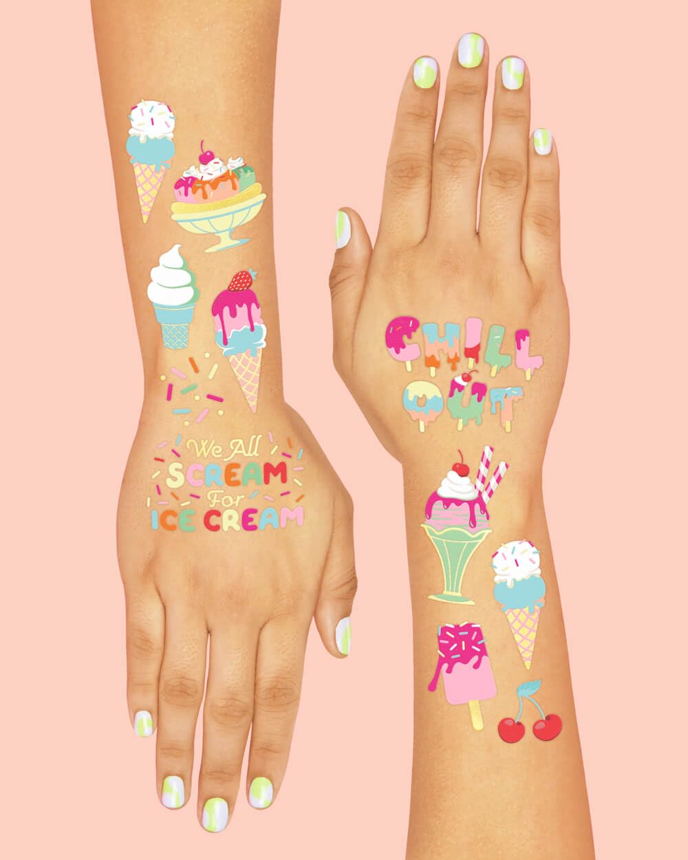 Tatuajes temporales xo, Fetti cerezas y confeti para actividades en casa