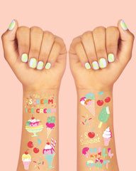 Tatuajes temporales xo, Fetti copas de helado con colores para celebración