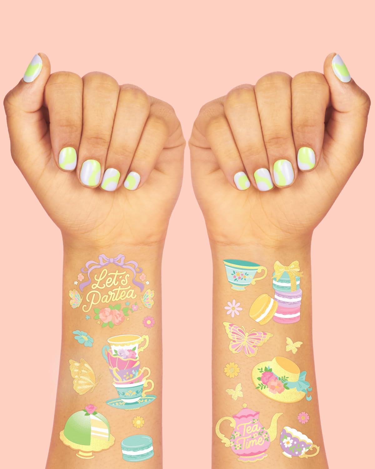 xo Fetti Tea Party Tattoos macarons design ideal for dessert table décor