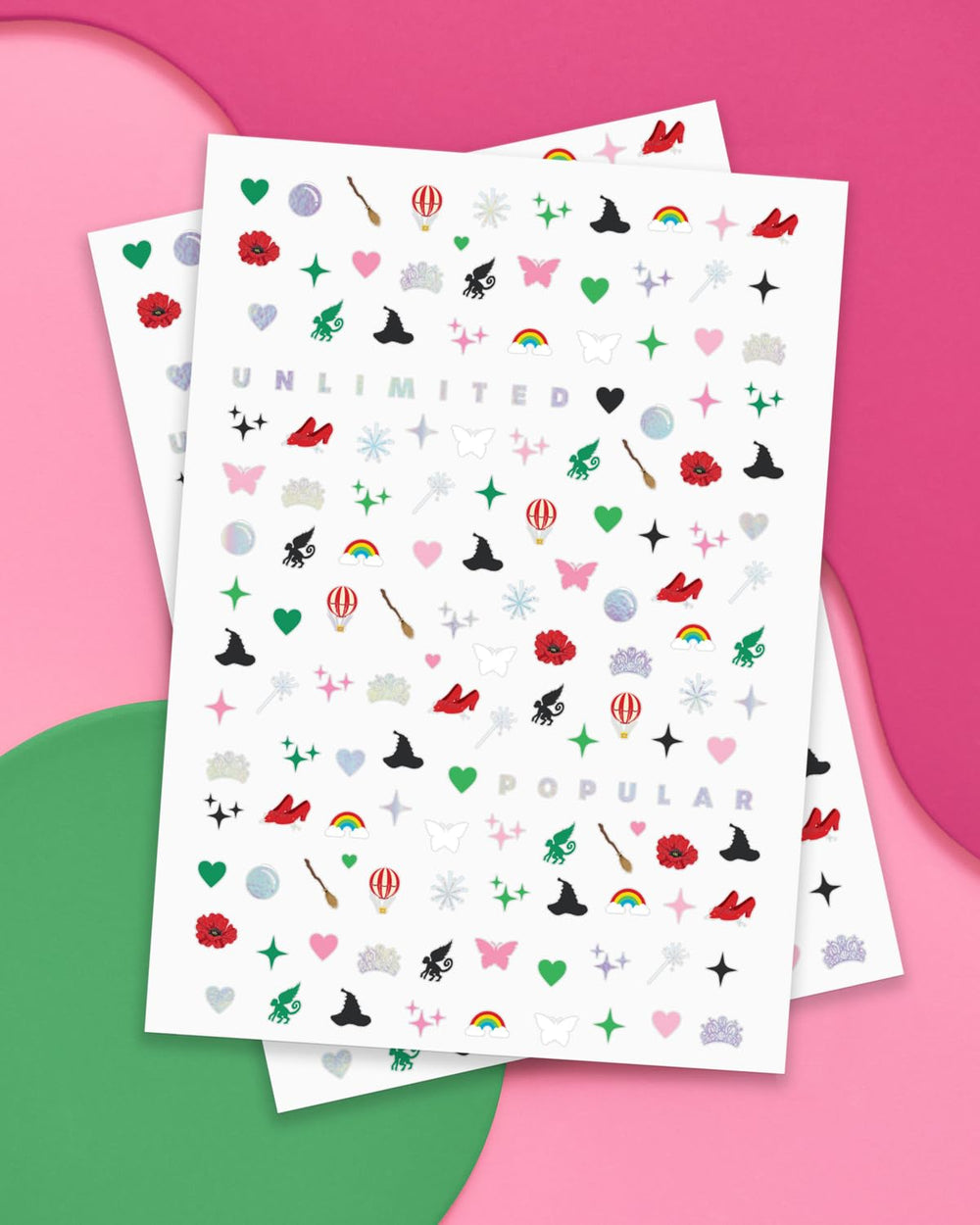 xo Fetti tiara and rainbow nail sticker for cute celebratory manicures.