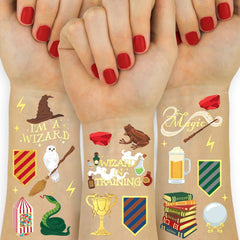 Tatuajes temporales xo-fetti con lámina de oro para fiesta mágica.