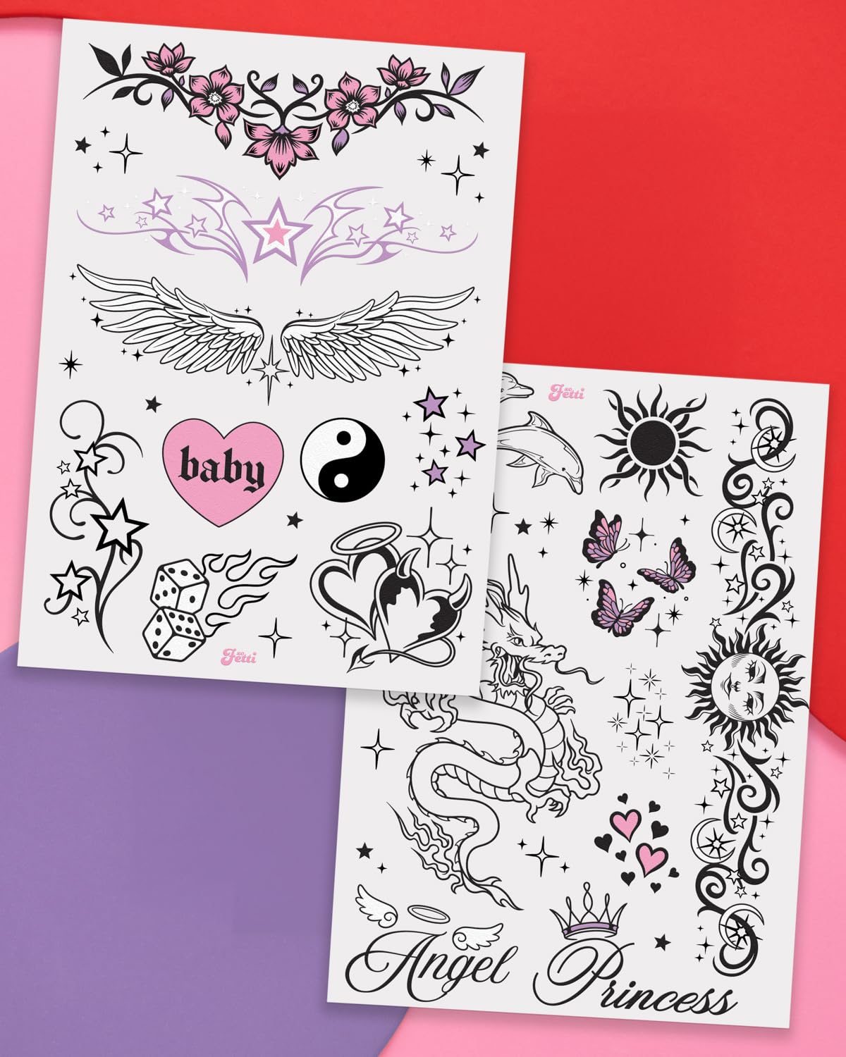 xo, Fetti Y2K tattoos angel wings design for glam party accents that spark curiosity