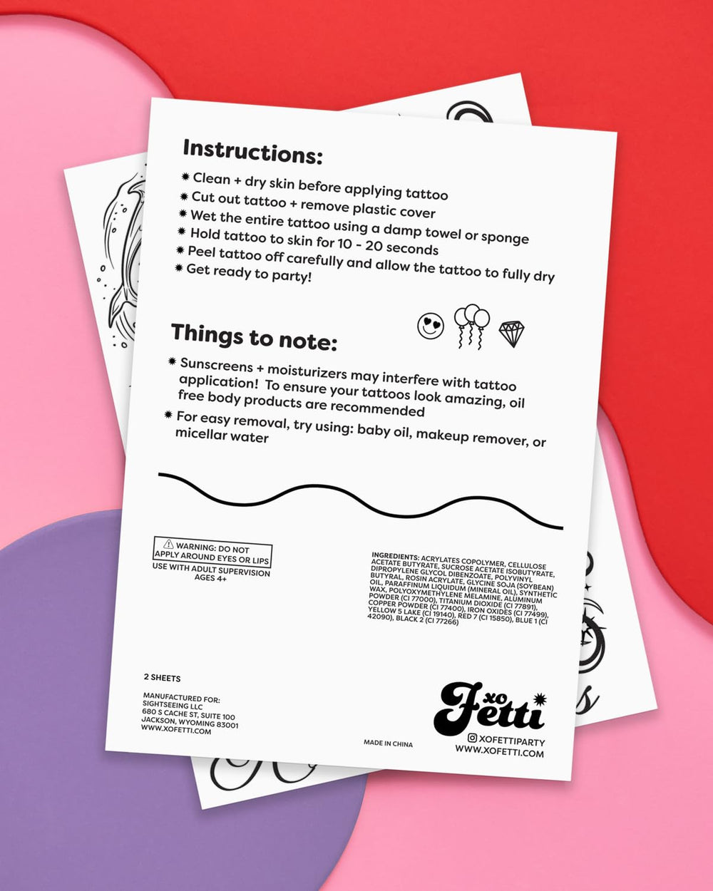 xo, Fetti Y2K tattoos application process for quick, mess-free skin art