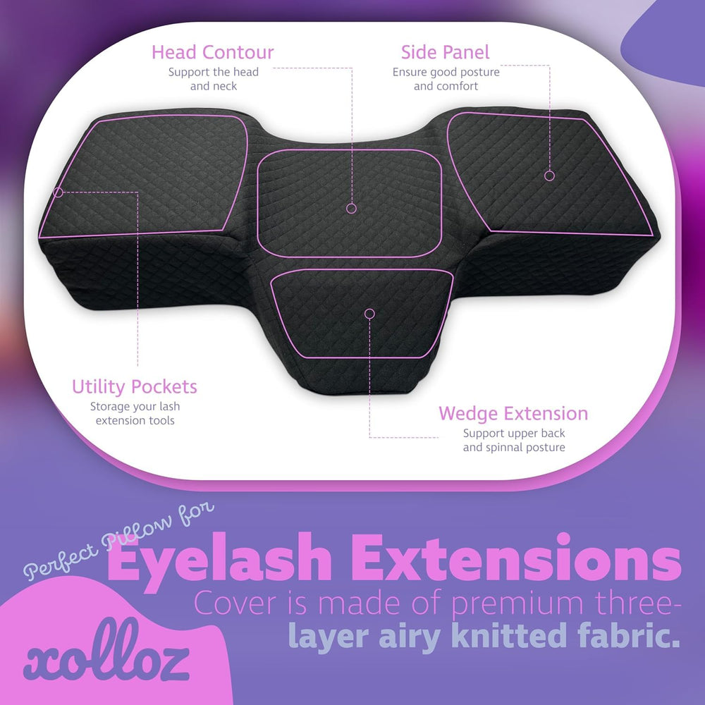 XOLLOZ Lash Pillow durable and machine washable for hygiene.