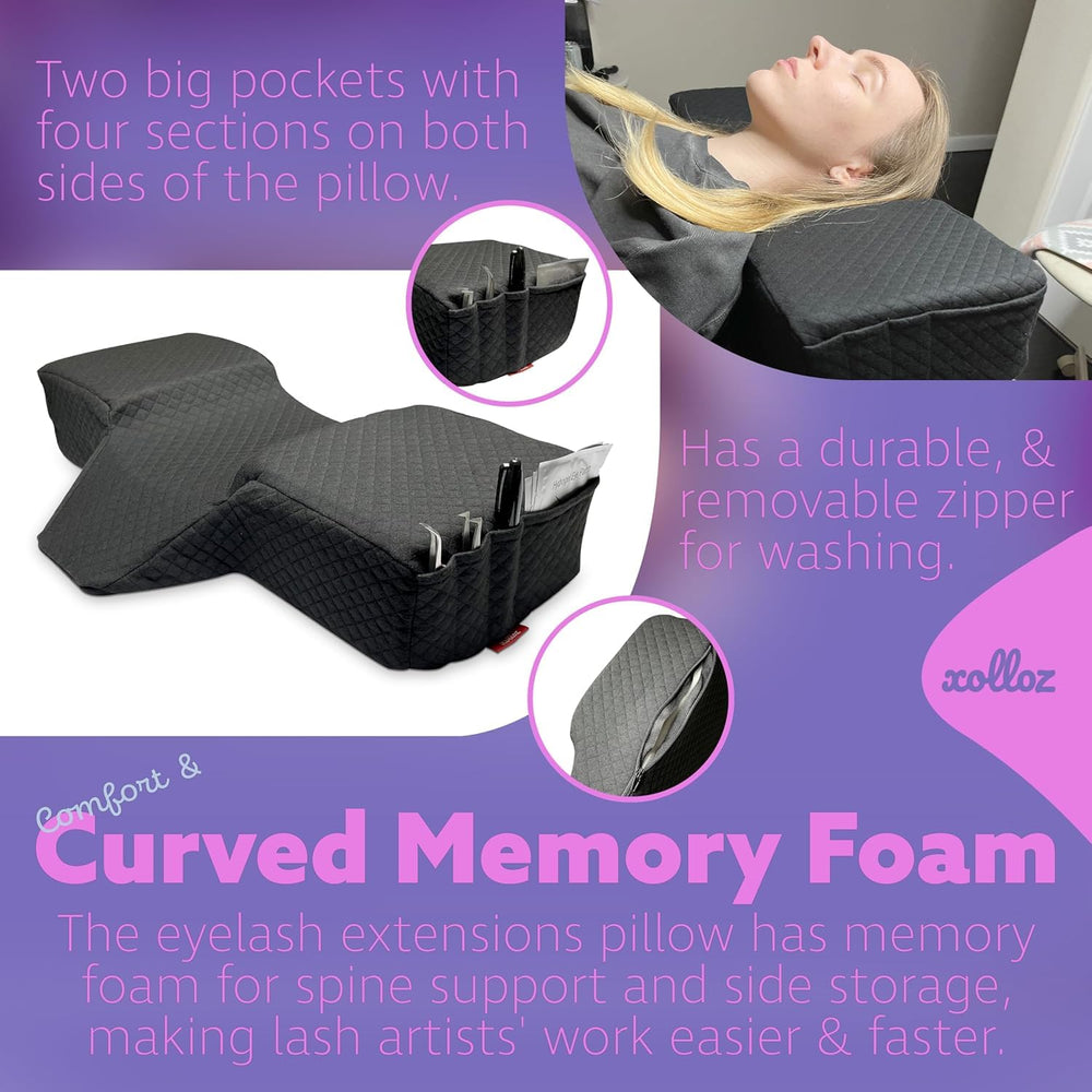 XOLLOZ Lash Pillow premium three-layer cover adds luxury and durability.