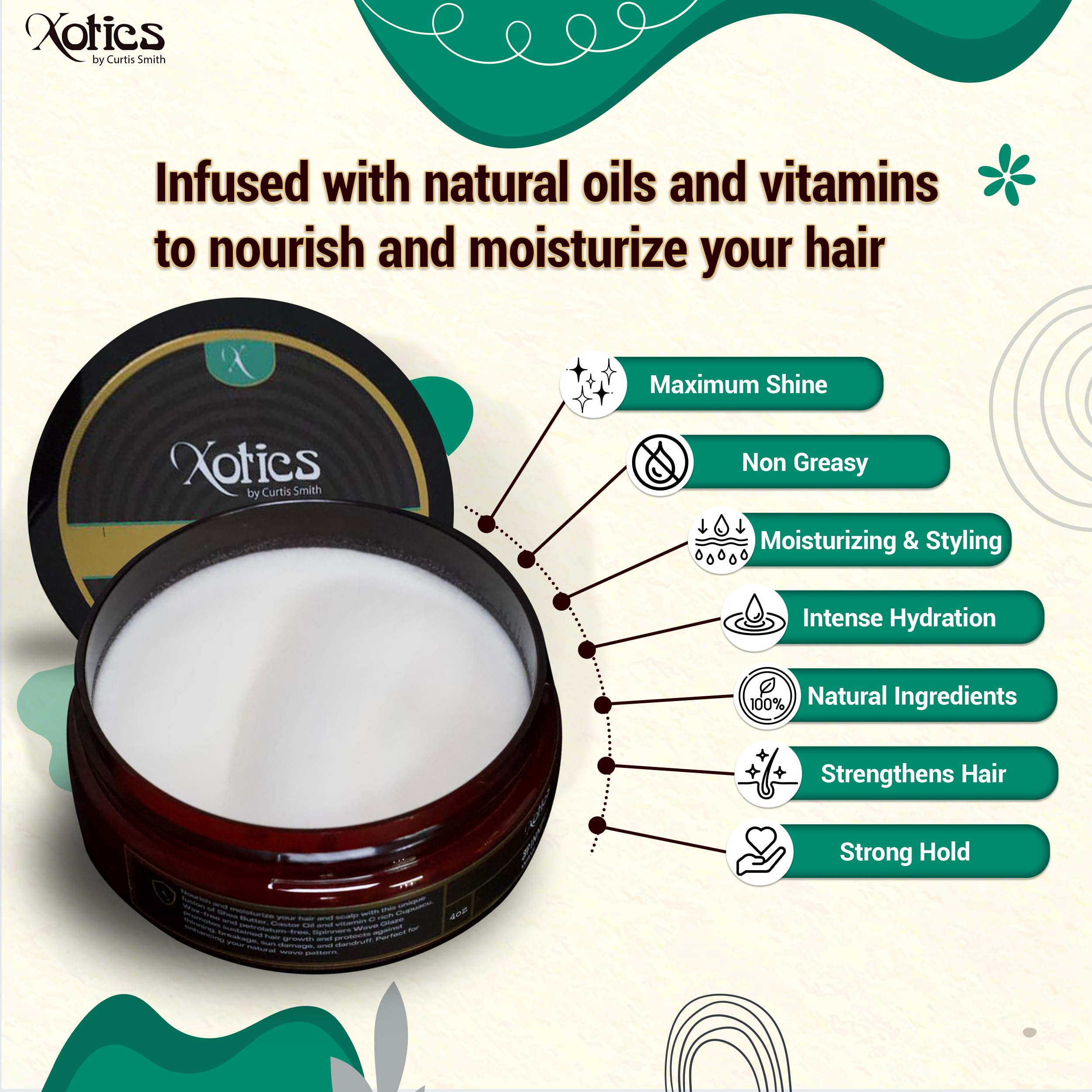 Xotics Dulce Jamila, ingredientes naturales que cuidan cabello y piel con suavidad.