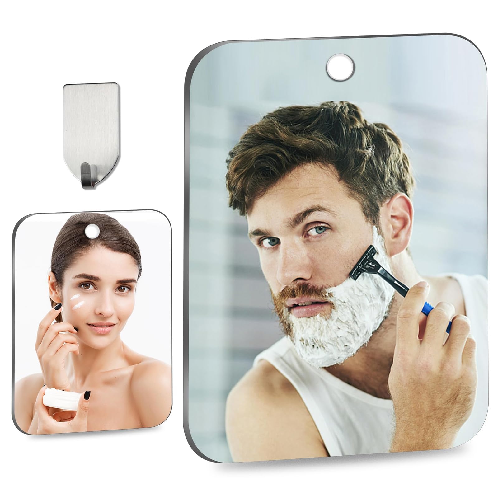 Xoudsi fogless shower mirror 8x6 inch for clear shaving in the shower.