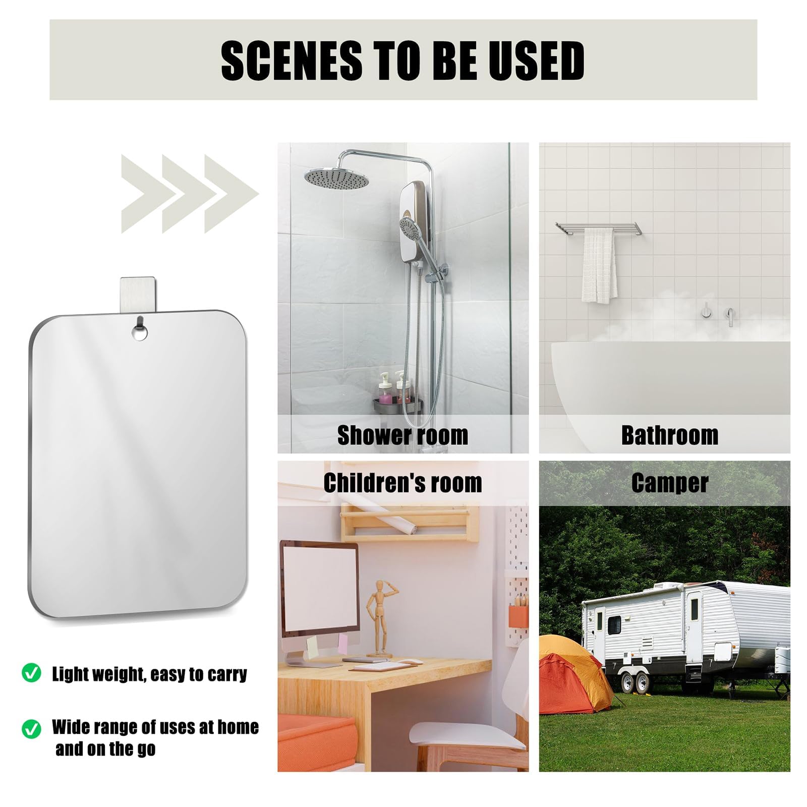 Xoudsi travel-shower mirror compact design ideal for on-the-go grooming.