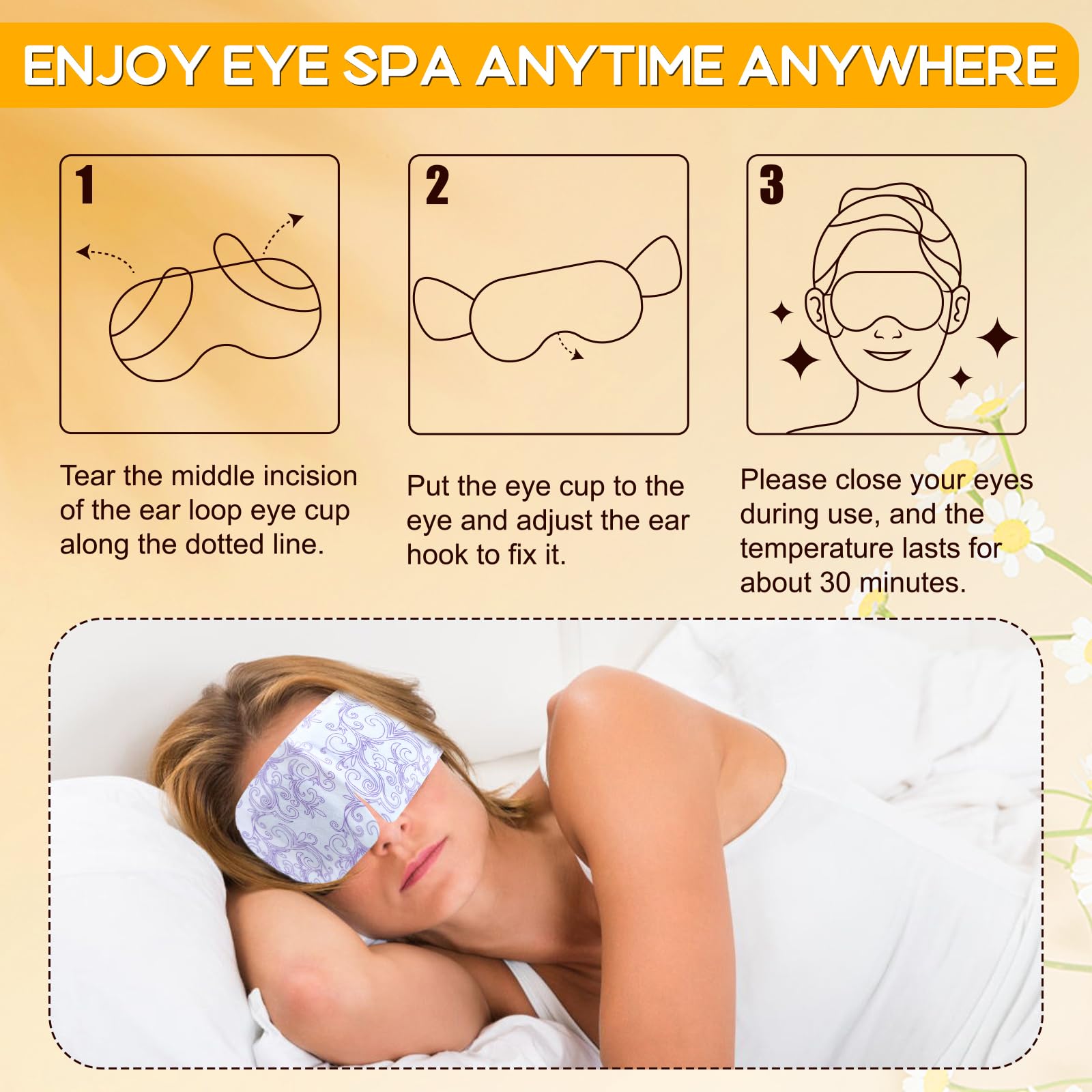 XPCARE mascarilla ocular auto calentamiento, actívala al abrirla para uso inmediato.
