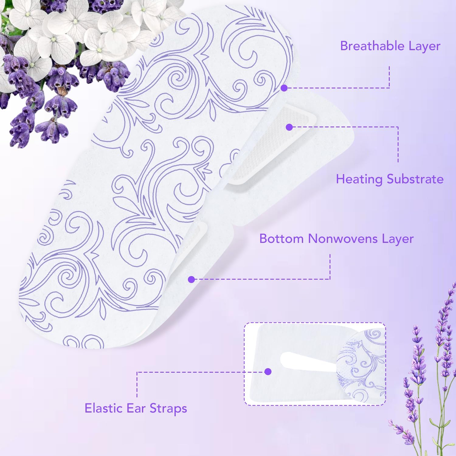 XPCARE mascarilla ocular de vapor caliente con lavanda para calma.