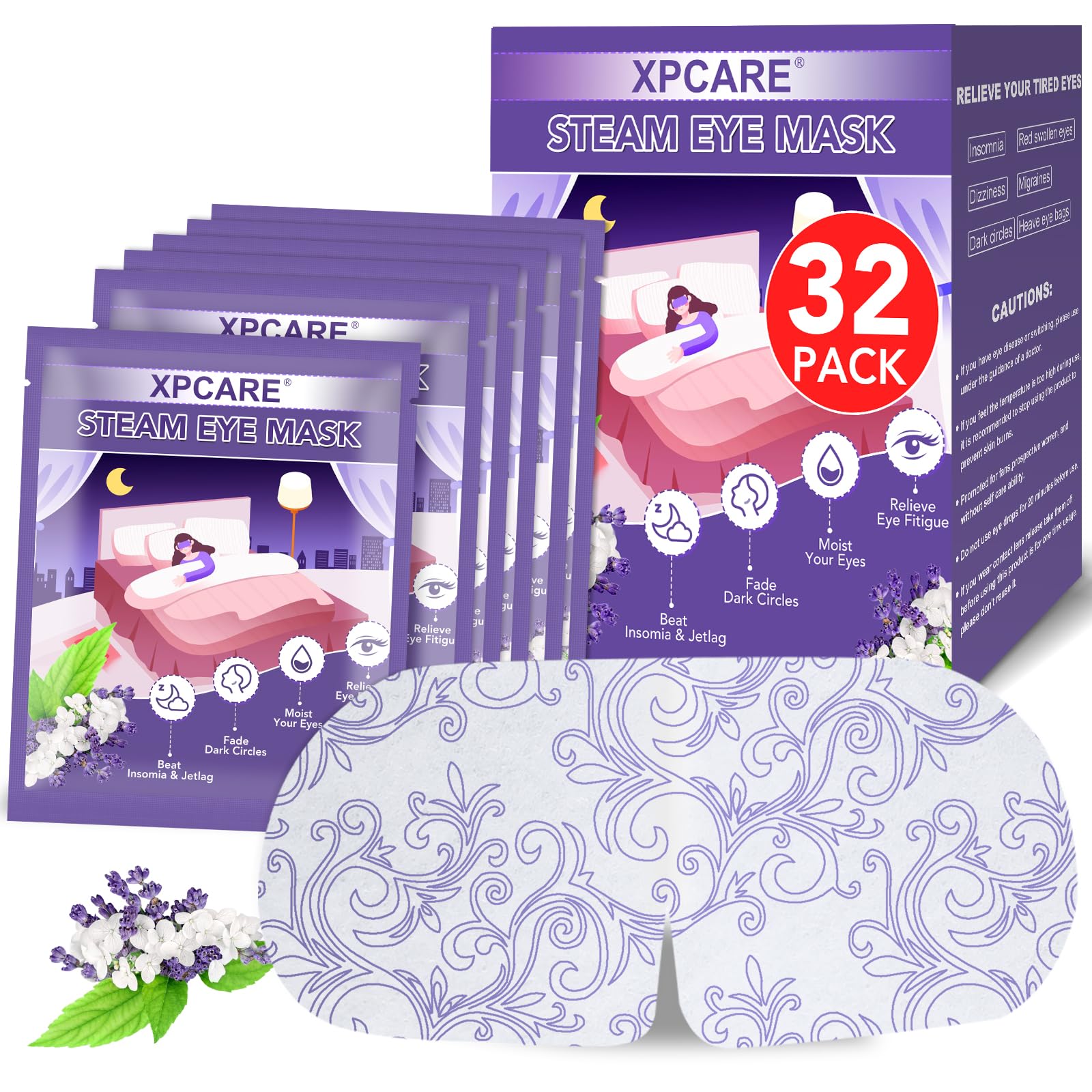 XPCARE mascarilla ocular de vapor caliente para dormir mejor y relajar ojos.