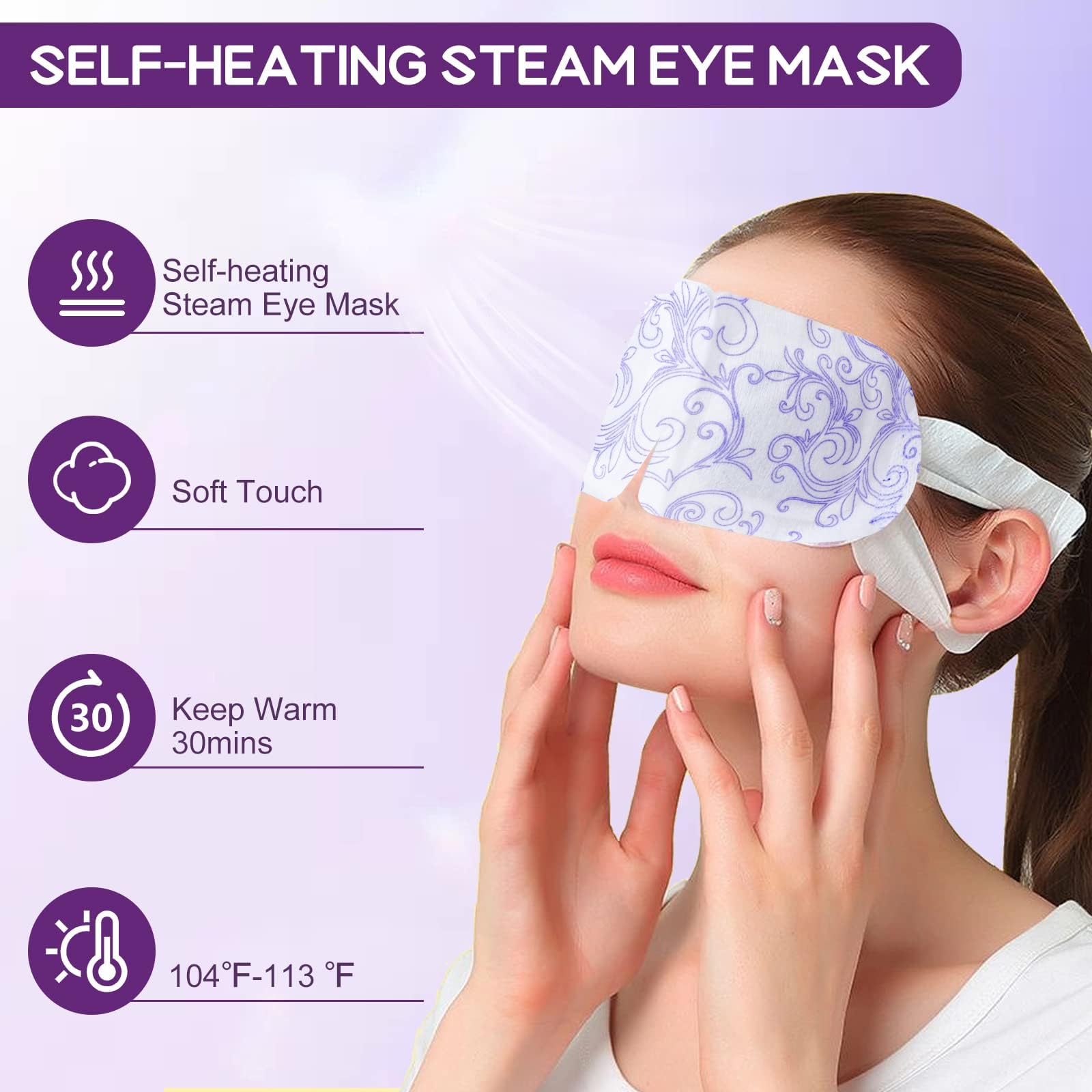 XPCARE warm steam eye mask worn over closed eyes for cozy relaxation