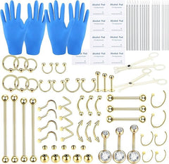 Xpircn kit de piercing completo con 90 piezas para múltiples perforaciones.