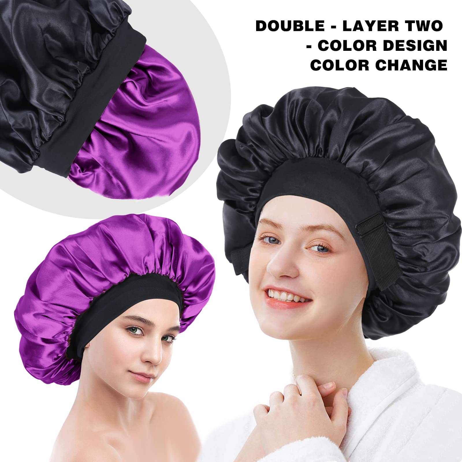 XRACEPHOL black purple satin bonnet is soft, breathable and skin friendly.