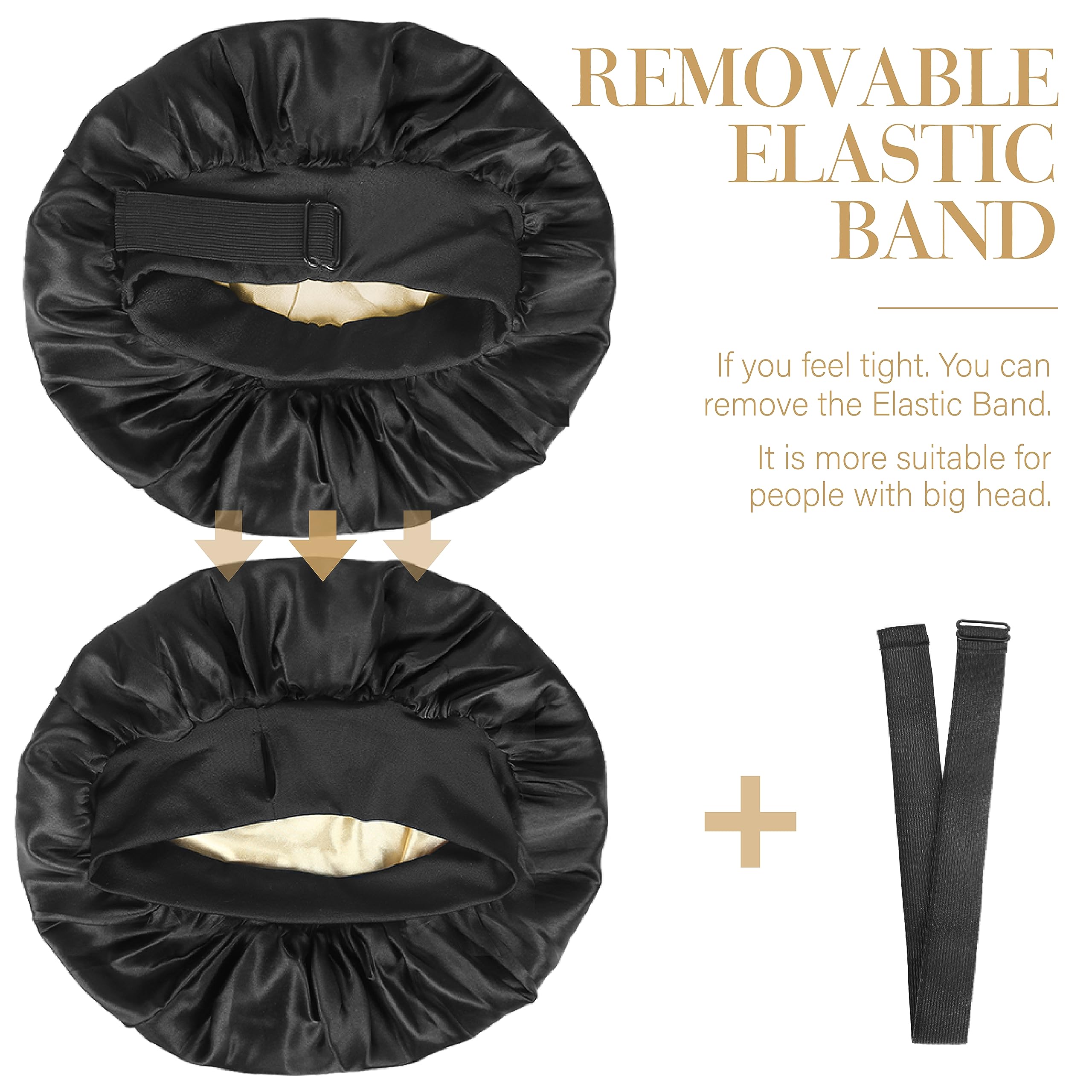 XRACEPHOL double-layer satin bonnet with two colors offers reversible style.