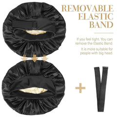 XRACEPHOL Silk Bonnet adjustable strap ensures a secure, comfortable fit throughout the night.