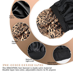 XRACEPHOL Silk Bonnet reversible Black and Leopard design for versatile style