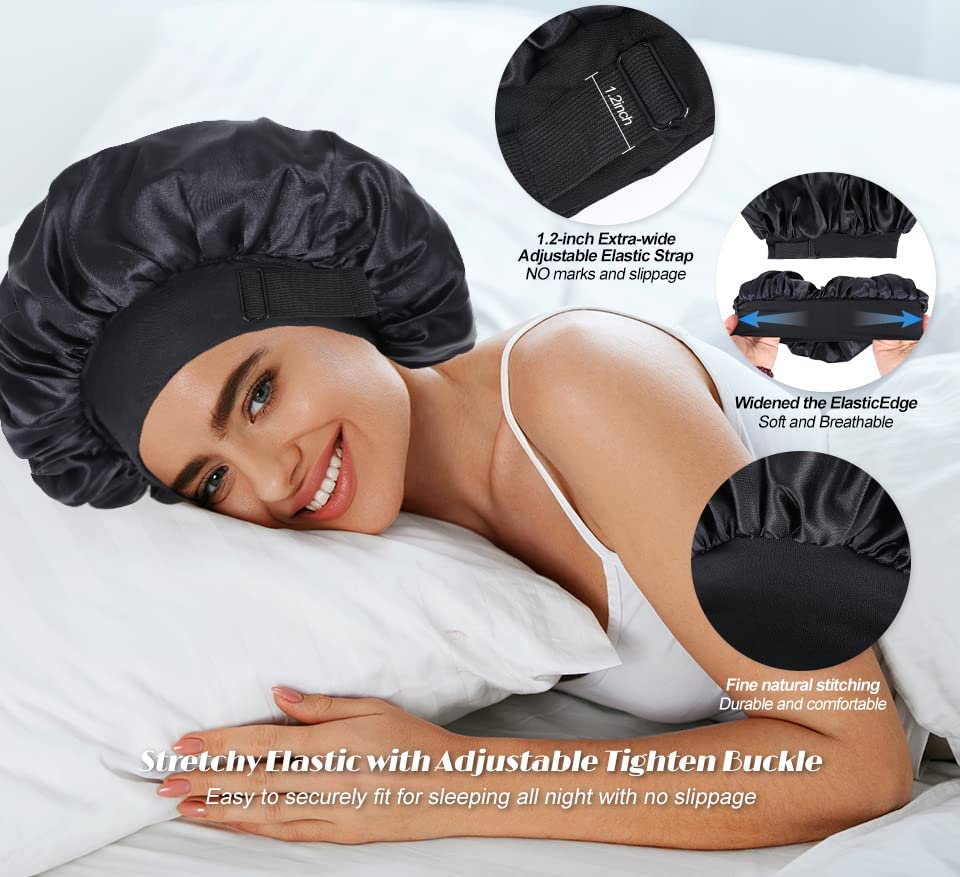 XRACEPHOL Silk Bonnet features soft, breathable satin for year-round comfort.