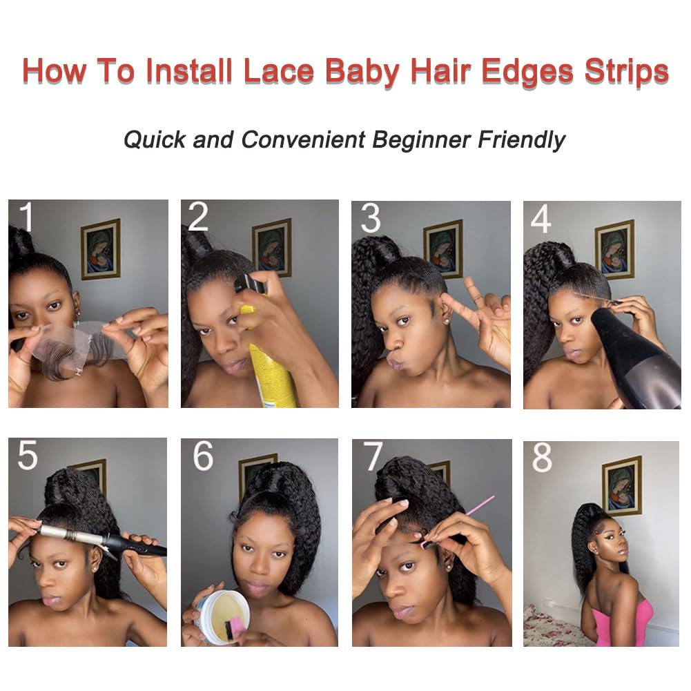 XRDDFL Edges Hair HD Lace Strips help integrate with buns or ponytails